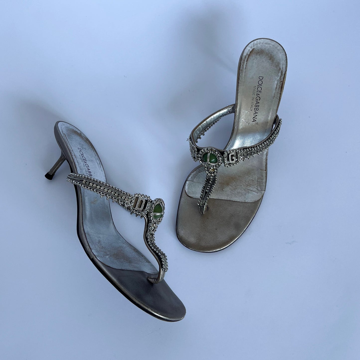 Dolce & Gabbana Gemstone Thong Mules Silver (37 EU)