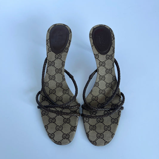 Gucci Monogram Kitten Sandals (40.5 EU)