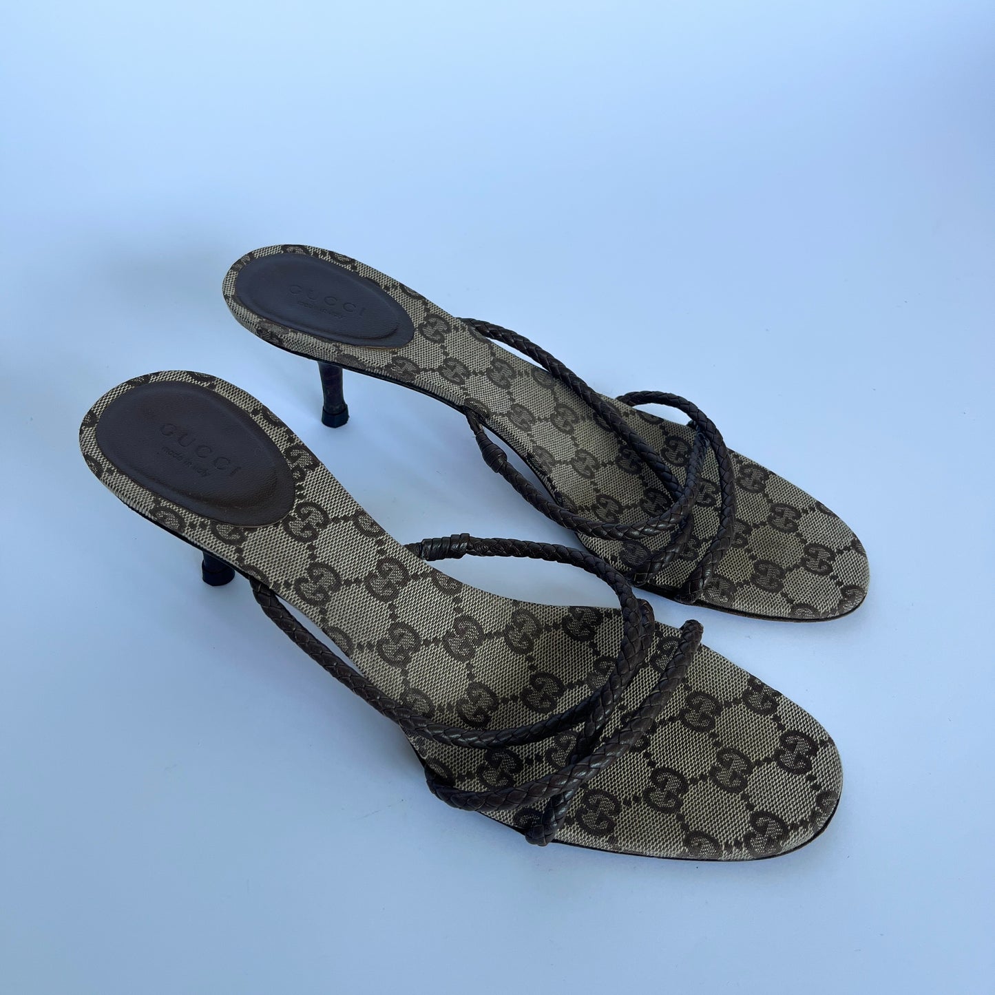 Gucci Monogram Kitten Sandals (40.5 EU)