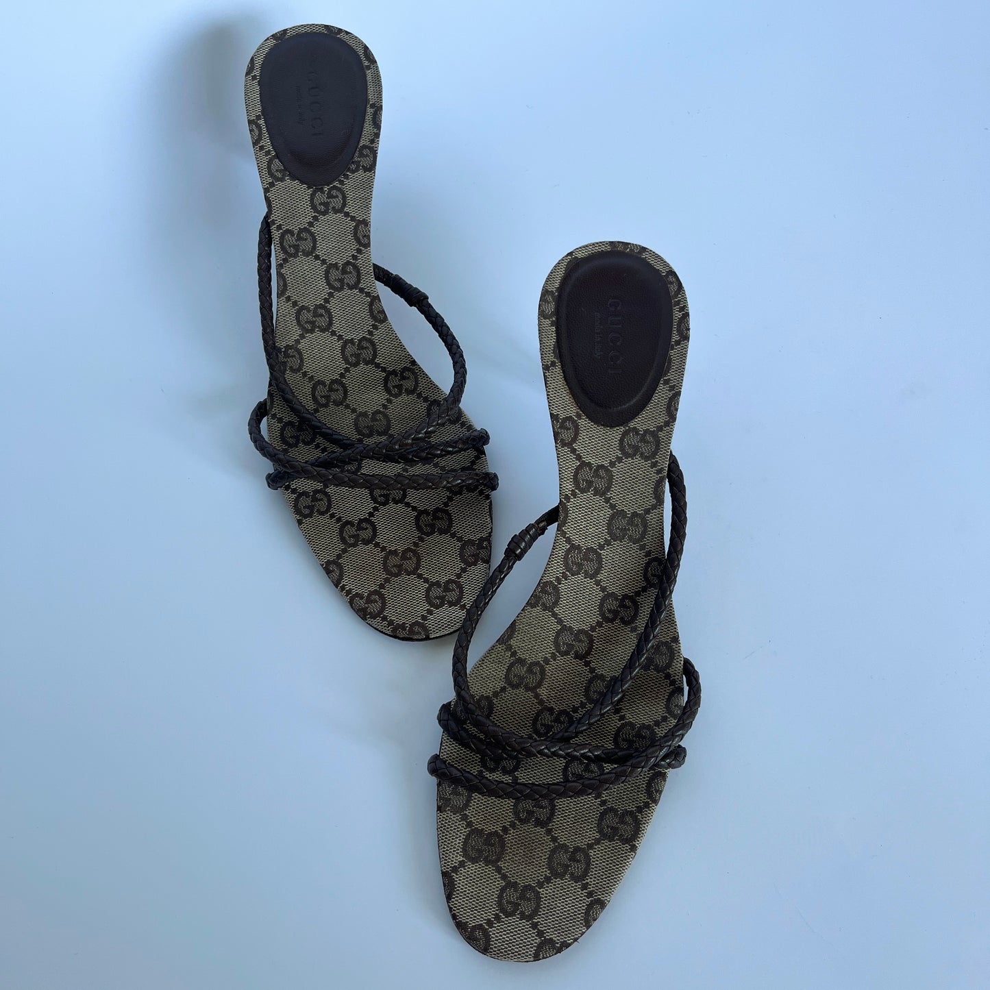 Gucci Monogram Kitten Sandals (40.5 EU)