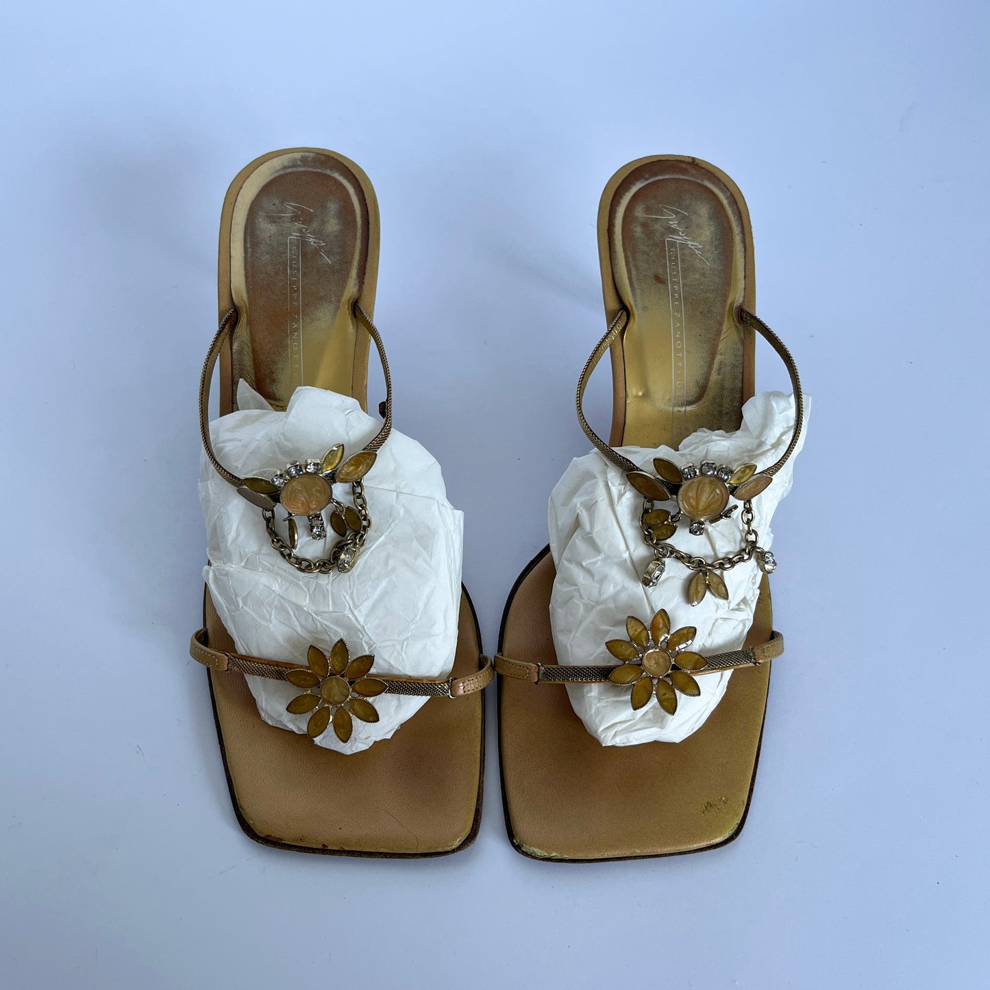 Giuseppe Zanotti Flower Gemstone Sandals Light Orange (39 EU)