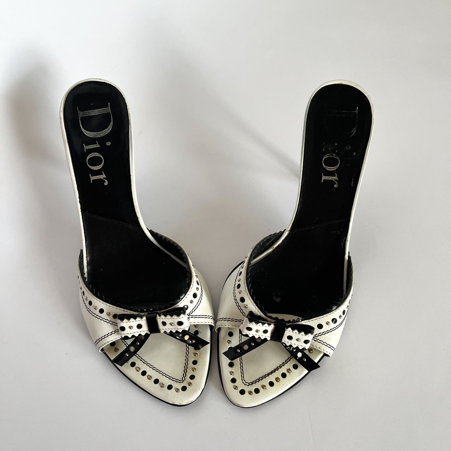 Dior Studded Bow Heels White & Black (36.5 EU)