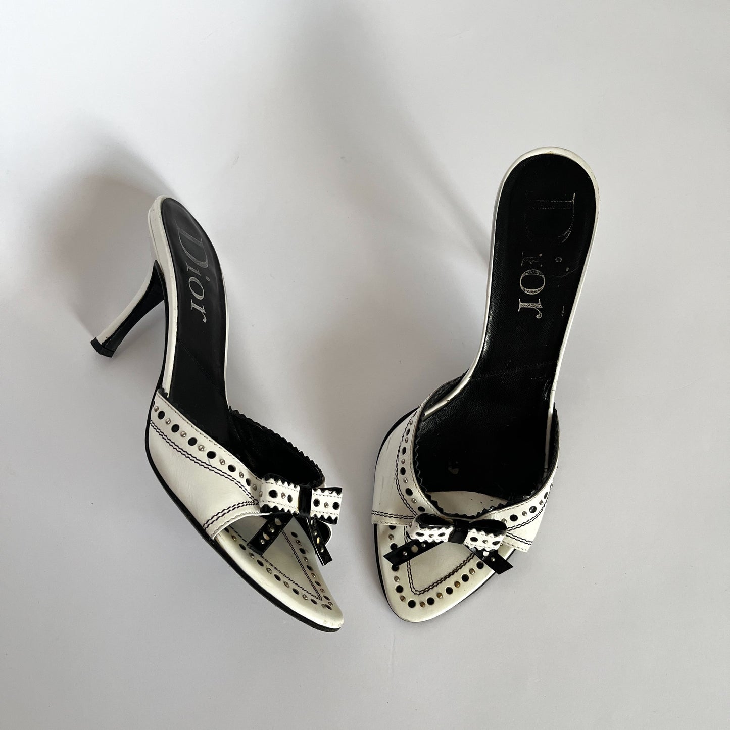 Dior Studded Bow Heels White & Black (36.5 EU)