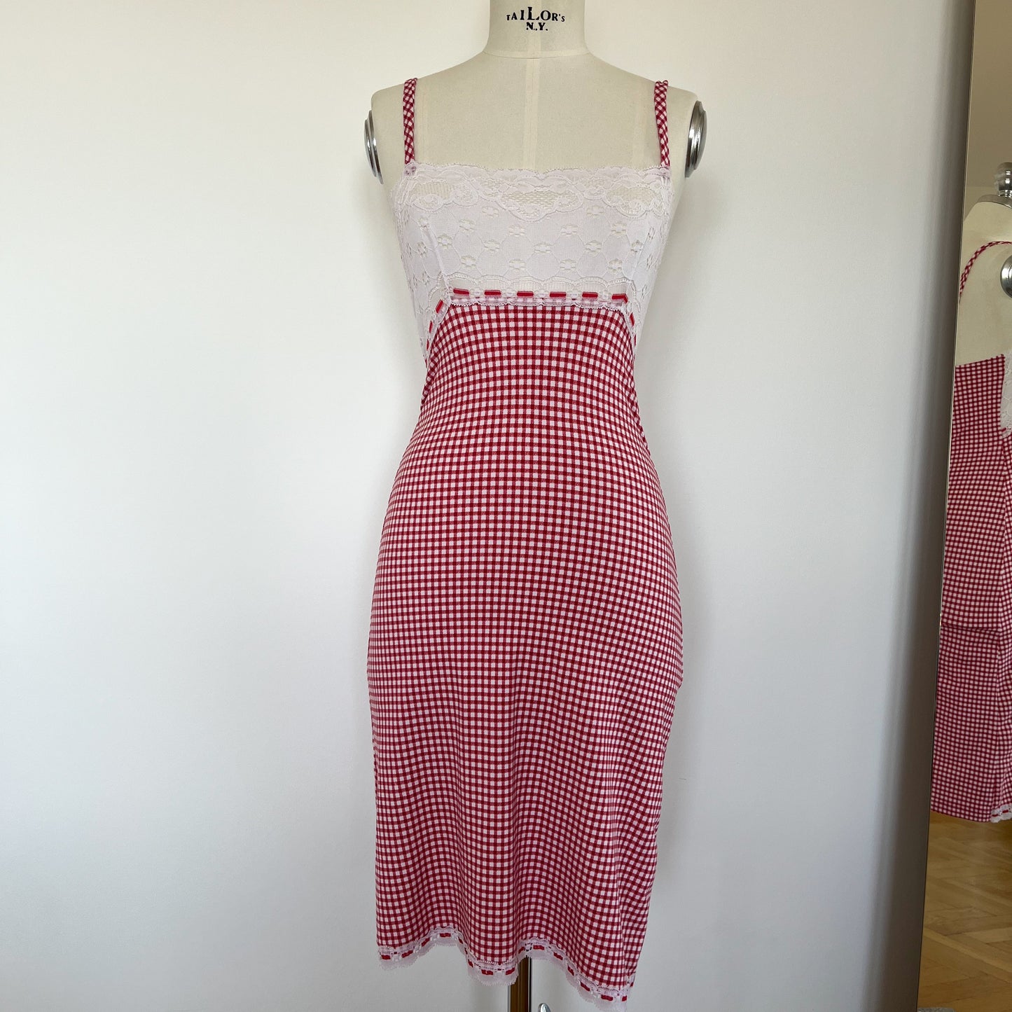 Malizia by La Perla Red & White Checkered Lace Dress (S/M)