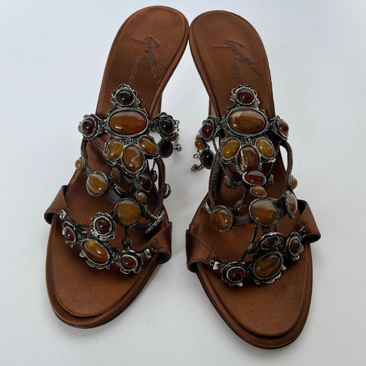 Giuseppe Zanotti Satin Gemstone Heels Copper (36 EU)