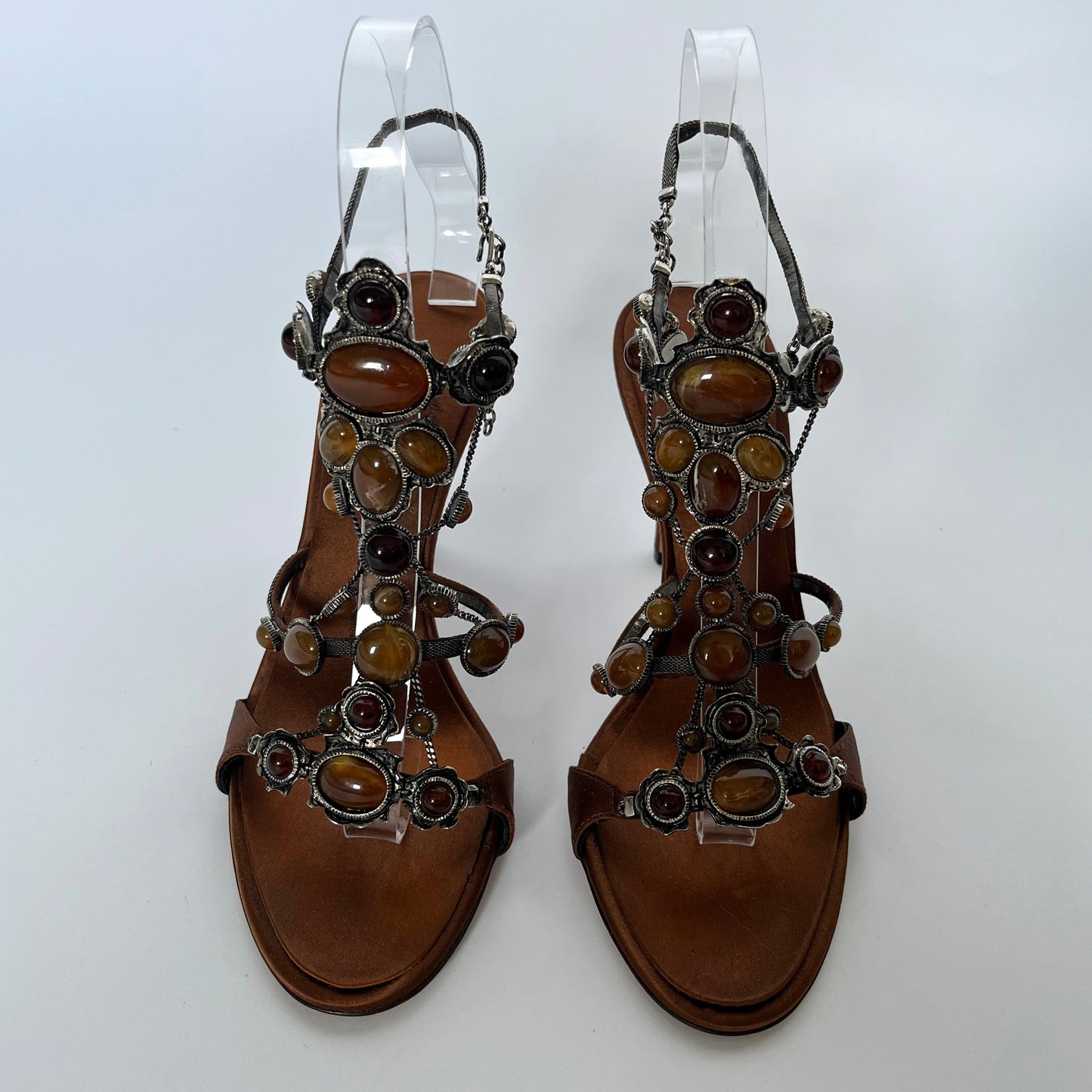 Giuseppe Zanotti Satin Gemstone Heels Copper (36 EU)