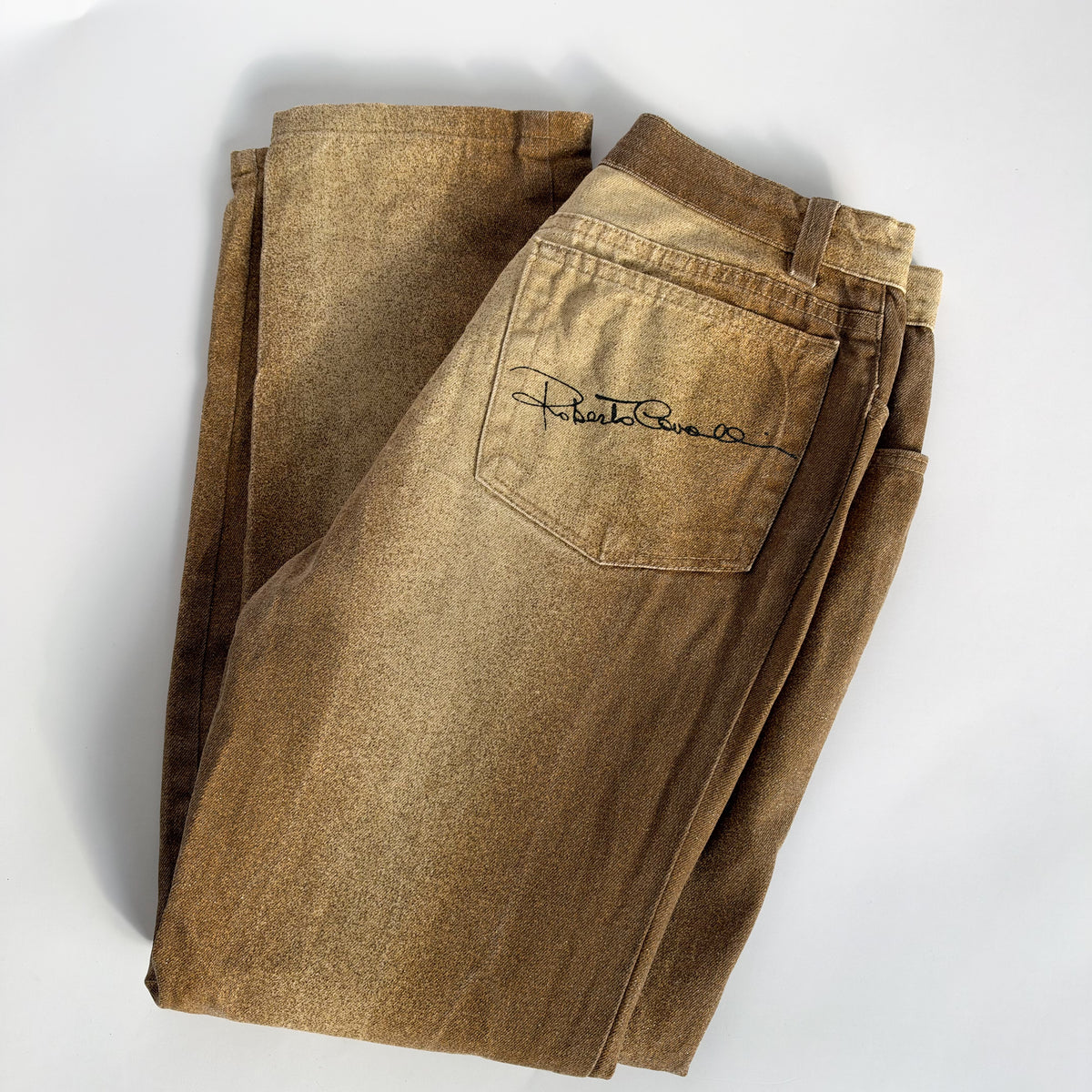 Roberto Cavalli Brown Ombré Glitter Pants (XS)