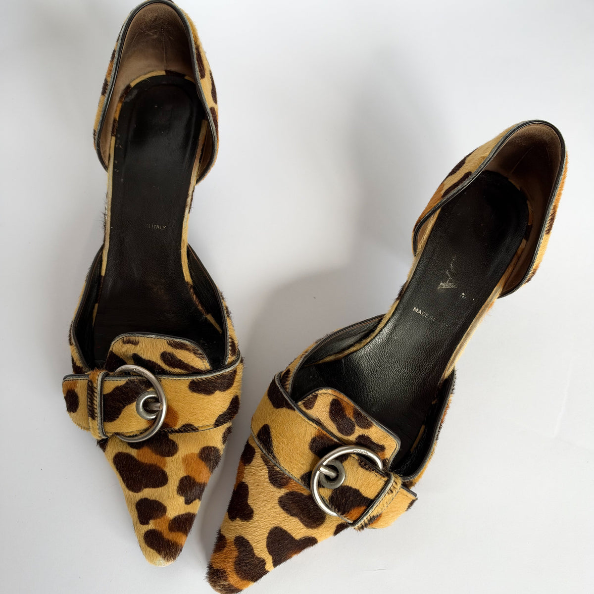 Prada Leopard Print Pony Kitten Heels (38.5 EU)